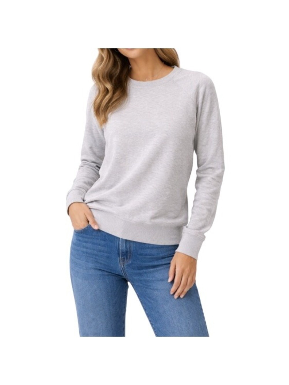 Athleta Women's Heathered Gray Modal Crew Neck Mindset Sweatshirt Size L